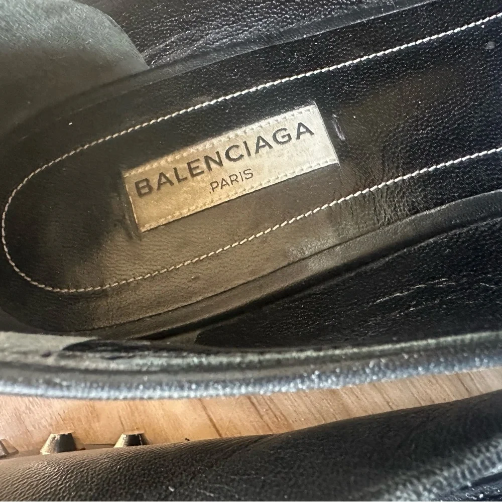 Balenciaga Black Leather Studded Loafer Mule Flats 39
